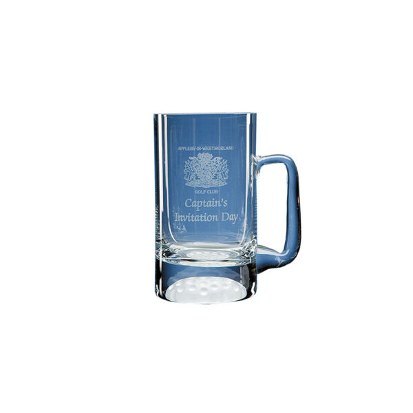 HANDMADE GOLF BALL BASE BEER TANKARD – 1/2 PINT GLASS MUG FOR GOLF & BEER LOVERS - Image 1